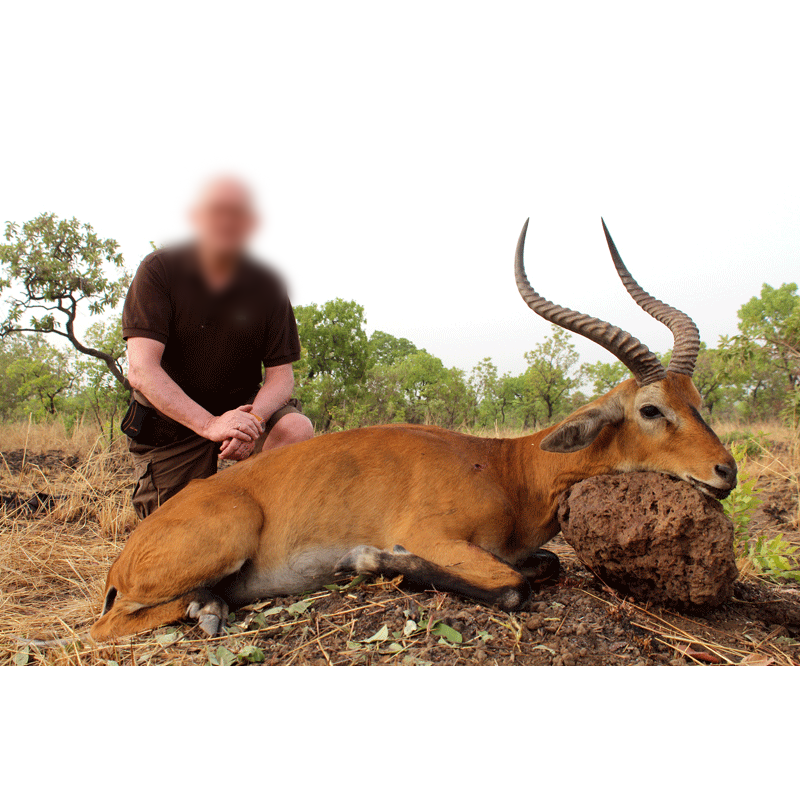hunter with central kob trophy shot in Cameroon