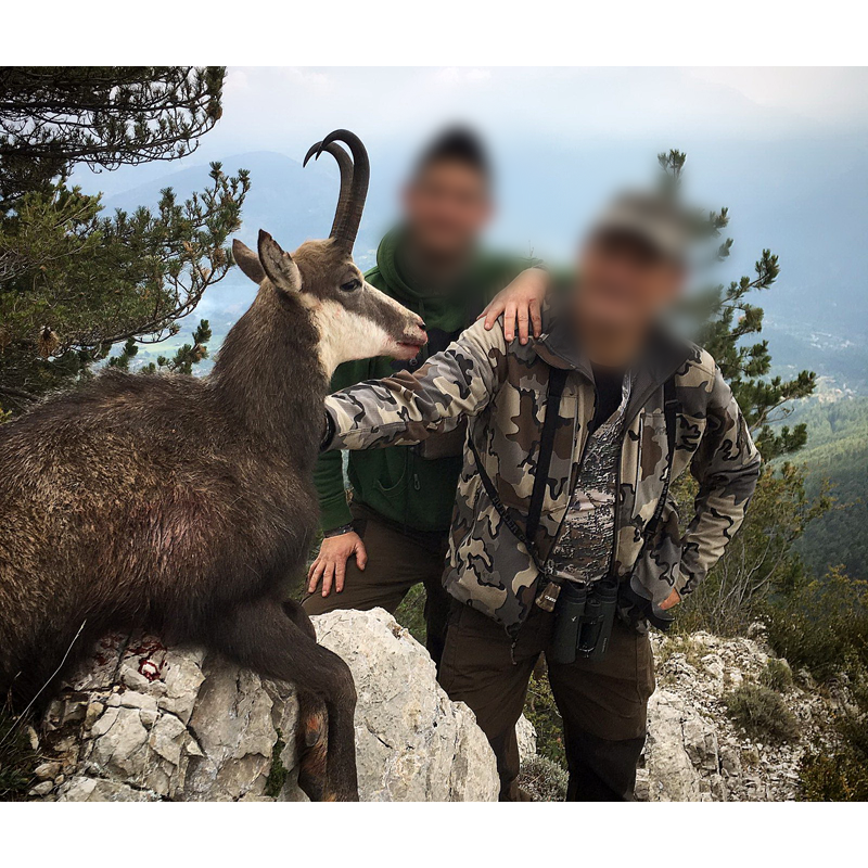 hunter and PH with chamois trophy in France