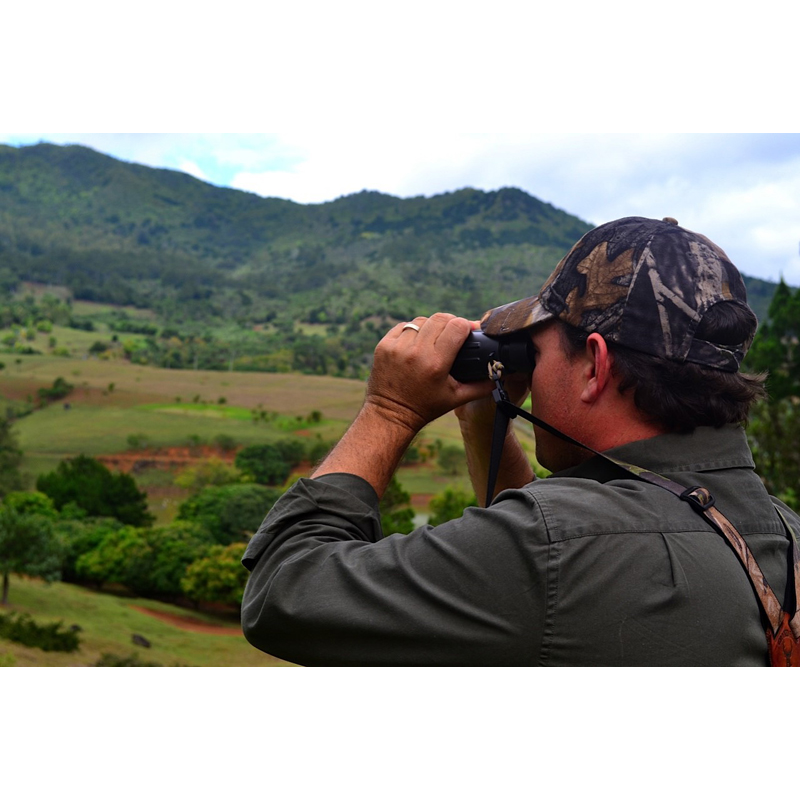 hunter looking for a Javan rusa deer in Mauritius