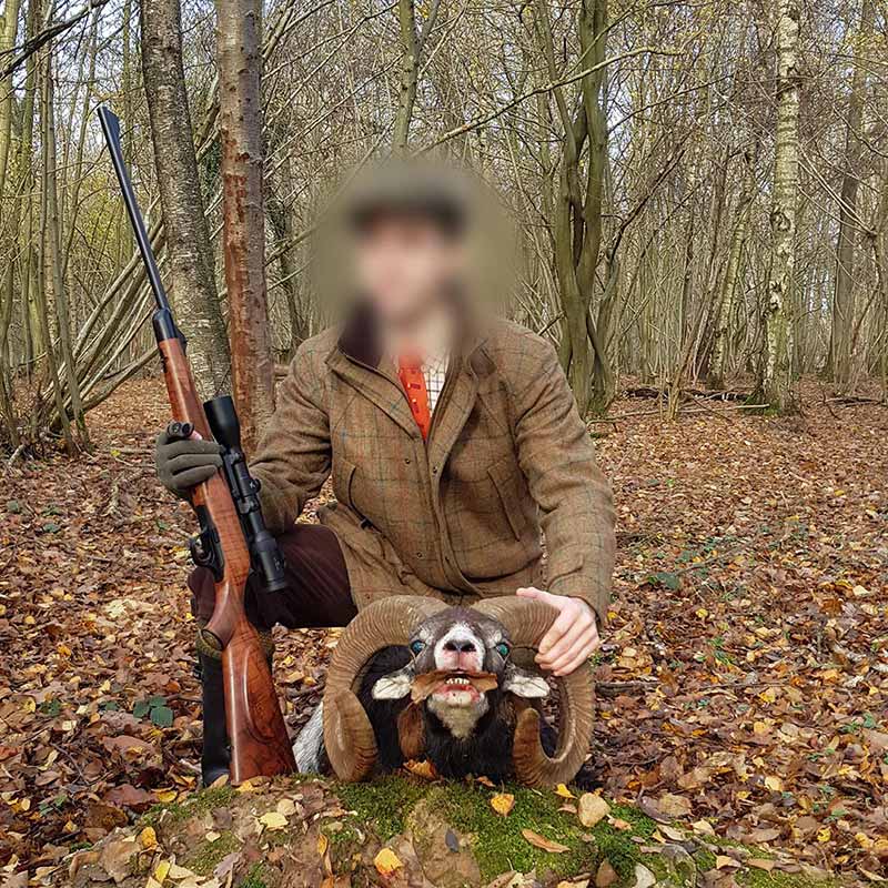 Hunter with his gold-medal European mouflon trophy